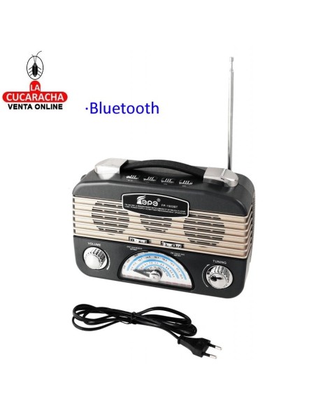 RADIO RETRO RECARGABLE CON LINTERNA LEDS.