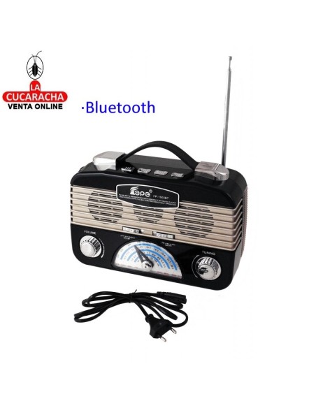 RADIO RETRO RECARGABLE CON LINTERNA LEDS.