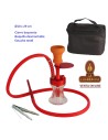 Cachimba-Shisha-Narguile 29 cm roja de aluminio con base de cristal