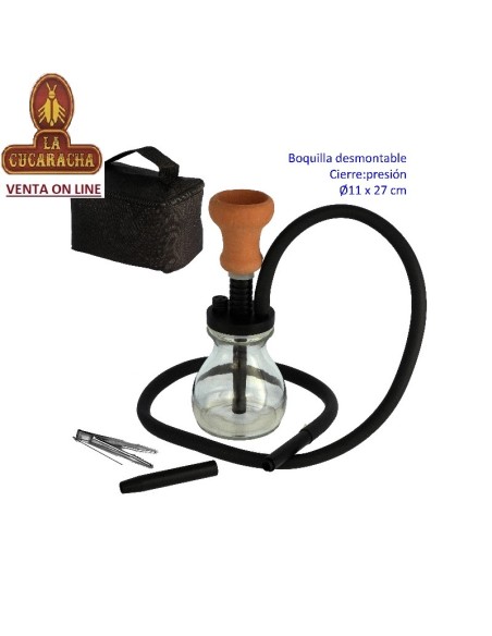 Cachimba-Shisha-Narguile 27 cm aluminio base de cristal.