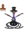 CHAMP AL MALIK-Cachimba-Shisha-Narguile 25 cm. «Rainbow» cristal negro cuerpo iridiscente.