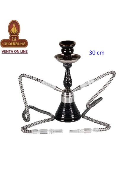 Cachimba-Shisha-Narguile 30 cm. «DOHA» negra de cristal.