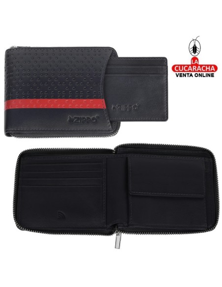 Billetero cartera piel con tarjetero «Zippo» Navy blue.