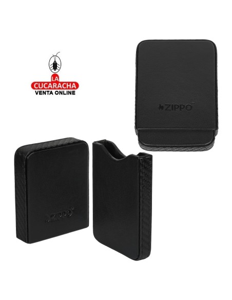 Porta tarjetas de visita piel «Zippo» Carbon.