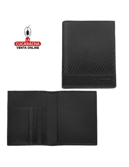 Porta pasaporte piel «Zippo» Carbon.