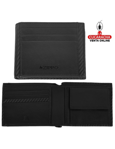 Cartera monedero piel «Zippo» Carbon.