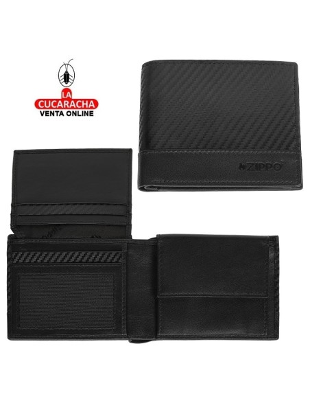 Cartera monedero piel «Zippo» Carbon.