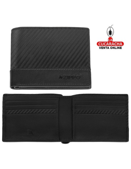 Cartera piel «Zippo» Carbon.