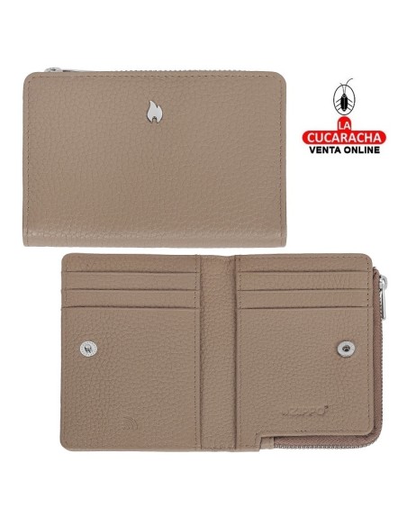 Cartera piel «Zippo» Taupe.