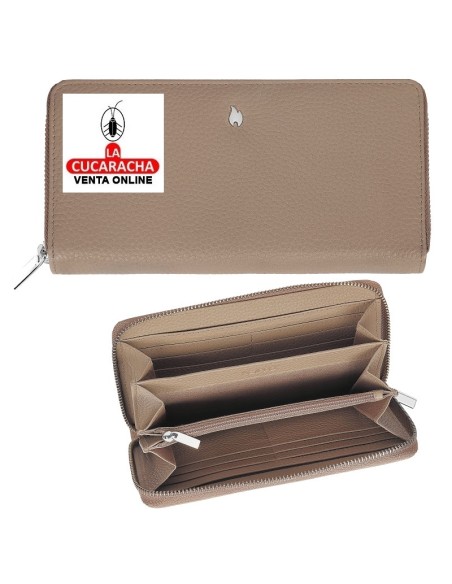 Cartera piel «Zippo» Taupe.