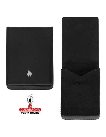 Porta tarjetas de visita piel «Zippo» Black.