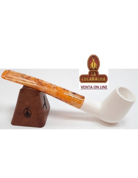 ALTINAY-PIPA FUMAR ESPUMA MAR BENT BILLIARD NARANJA LISA-RUGOSA.