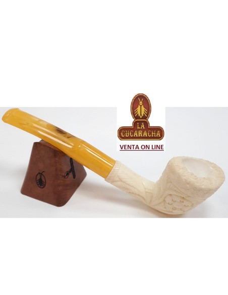 ALTINAY-PIPA FUMAR ESPUMA MAR FREEHAND AMARILLA DECORADA.