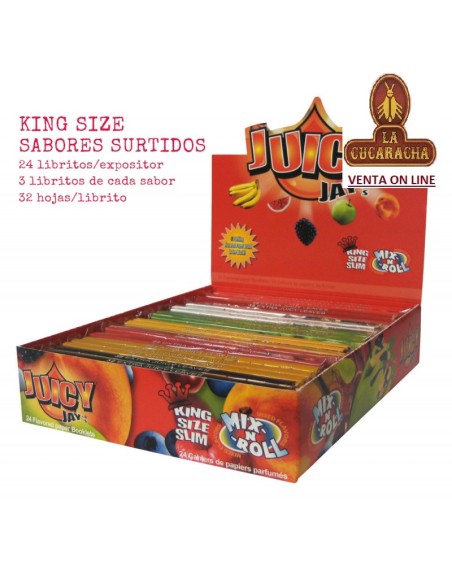 Juicy Jays-CAJA 24 LIBRITOS PAPEL LIAR 32 HOJAS KING SIZE SABORES.