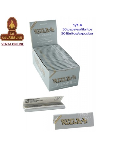 CAJA 50 LIBRITOS PAPEL LIAR RIZLA PLATA 78MM. 50 HOJAS.