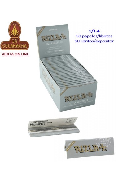 CAJA 50 LIBRITOS PAPEL LIAR RIZLA PLATA 78MM. 50 HOJAS.
