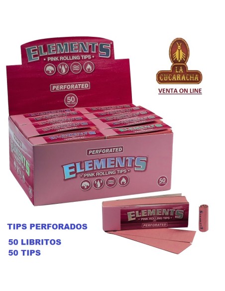 Elements-Caja 50 libritos FILTROS CARTON 50 Hojas PINK TIPS.