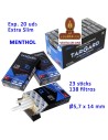 CAJAS 20 ESTUCHES 138 FILTROS TARGARD MENTOLADOS PRECORTADOS extra finos.