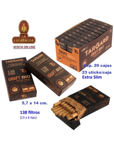 2 CAJAS 20 ESTUCHES 138 FILTROS TARGARD PRECORTADOS BIO extra finos.