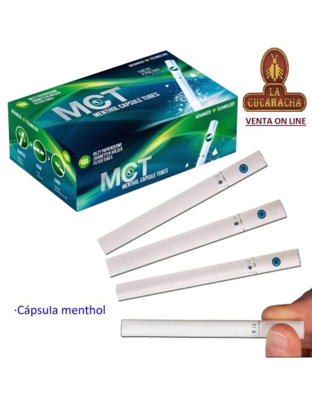 Cajas 100 Tubos MCT cigarrillo vacios CAPSULA MENTA.