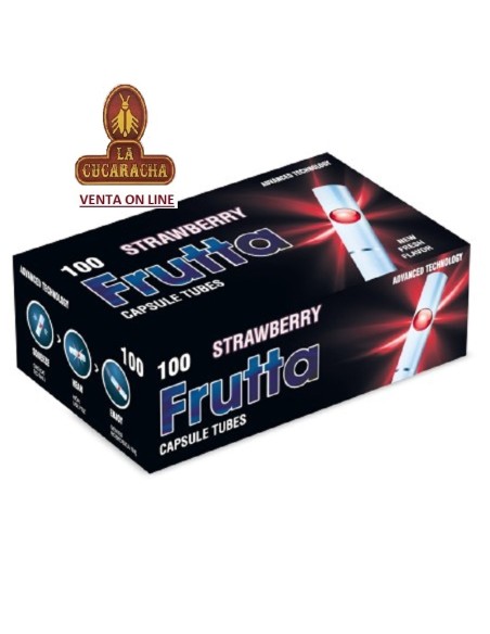 mct-Caja 100 Tubos cigarrillo vacios CAPSULA FRESA.