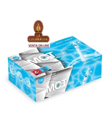 mct-Caja 100 Tubos cigarrillo vacios CAPSULA STRONG ICE MINT.
