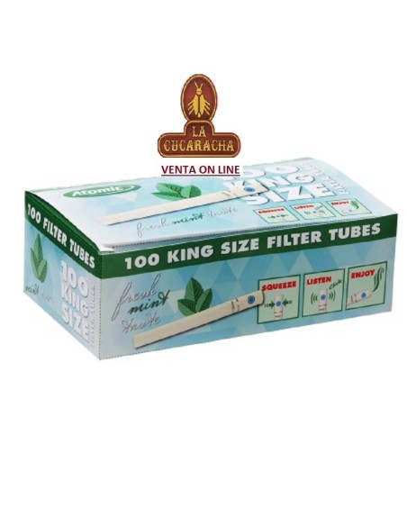 atomic-Caja 100 Tubos cigarrillo vacios CAPSULA FRESH MINT.
