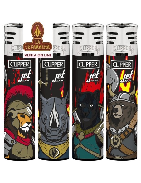 CLIPPER JET FLAME-EXPOSITOR 48 encendedores «WARRIOR ANIMALS».