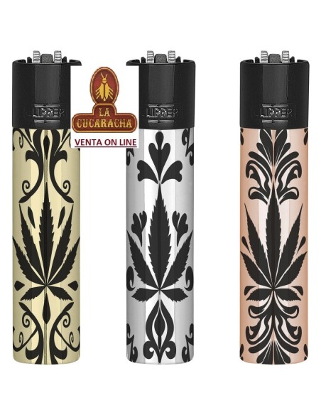 CLIPPER ESTUCHE METAL-EXPOSITOR 12 encendedores «ELEGANT WEED».