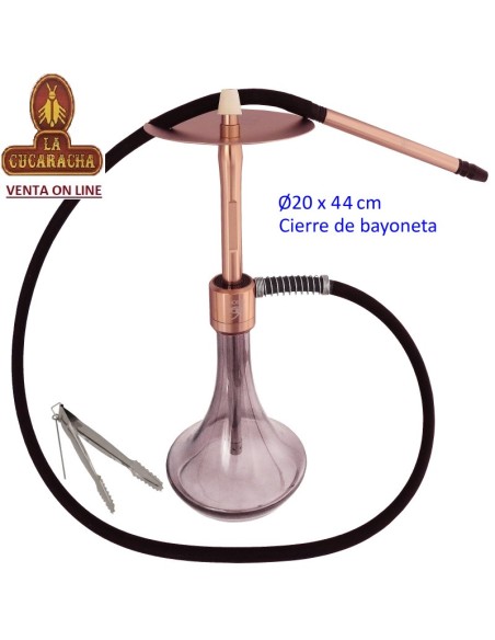 HORUS-Shisha aluminio oro rosa base cristal 44cm.