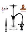 ALADIN-Cachimba-Shisha-Narguile 48CM-ALU3 aluminio negro-plata cristal transparente.