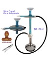 Cachimba-Shisha-Narguile 73cm. aluminio azul cristal transparente.