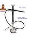 Cachimba-Shisha-Narguile 73cm. aluminio negra cristal transparente.