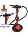 EL BOMBER-Cachimba-Shisha-Narguile 54cm. acero inox roja-negro cristal transparente.