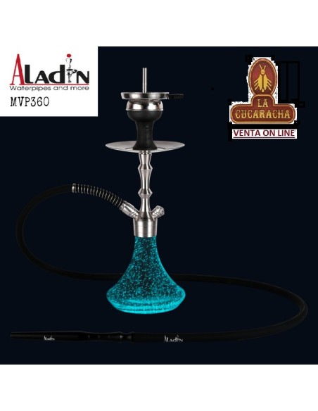 ALADIN-Cachimba-Shisha-Narguile 36CM-MVP360 acero inox. base fluorescente.