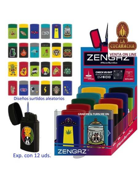 ZENGAZ-Encendedor JET FLAME ZL-33 MAXI JET S7 diseños surtidos.