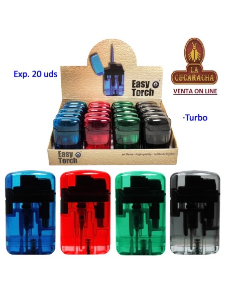 Encendedor turbo jet «Easy Torch 8» transparentes colores surtidos.