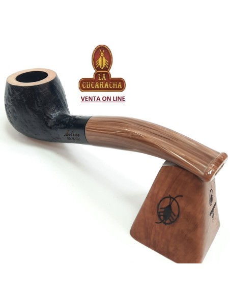 MOLINA CARAMELA-PIPA FUMAR BREZO BENT BILLIARD POT RUGOSA.