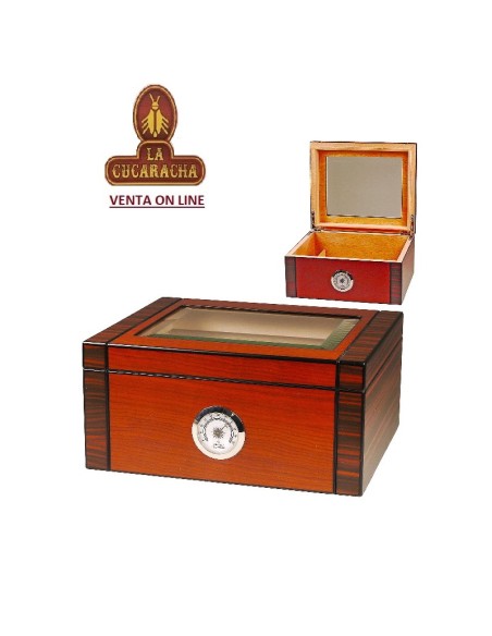 Humidor puros con ventana de vidrio 25 cigarros.