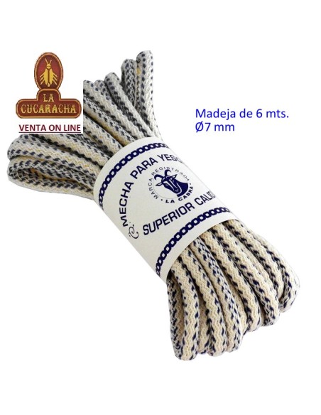 Mazo 6 metros-Mecha Yesca Crudo gruesa La Cabra para chisquero.