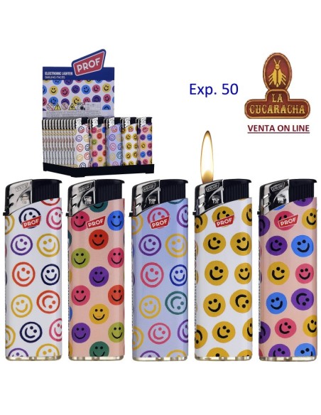 PROF-2 CAJAS 50 ENCENDEDORES PIEZO smiling faces.
