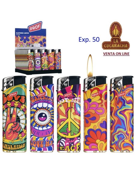 PROF-2 CAJAS 50 ENCENDEDORES PIEZO hippie.