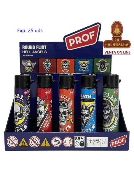 PROF-2 CAJAS 25 ENCENDEDORES PIEDRA Hell Angel.