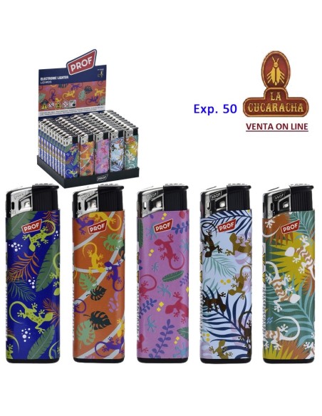 PROF-2 CAJAS 50 ENCENDEDORES PIEZO Tropical lizards.